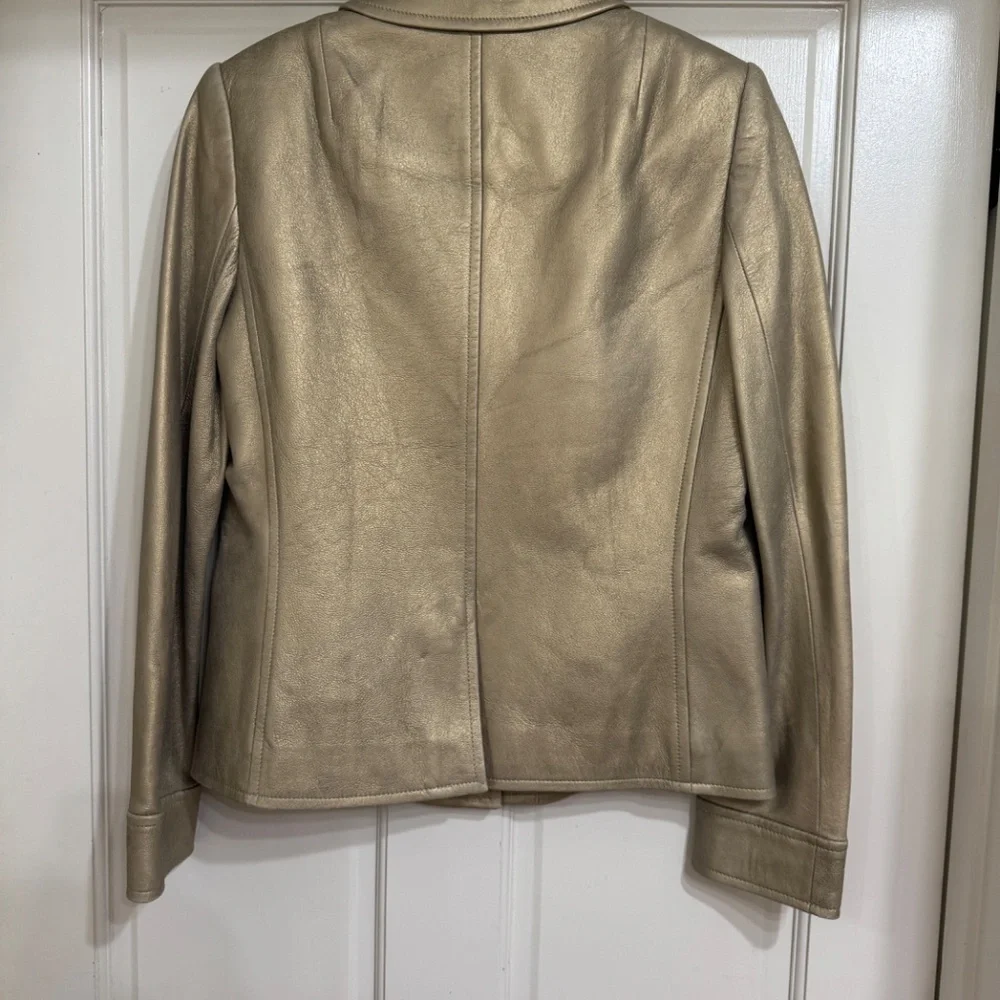 SALE New with Tags Dana Buchman Distressed Gold Leather sz S - Picture 3 of 6